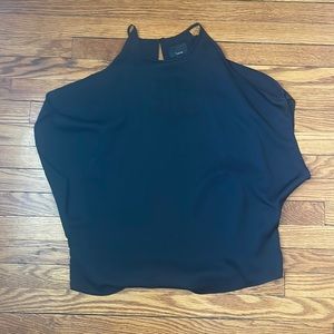 Flattering black open shoulder blouse